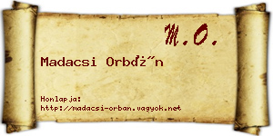 Madacsi Orbán névjegykártya